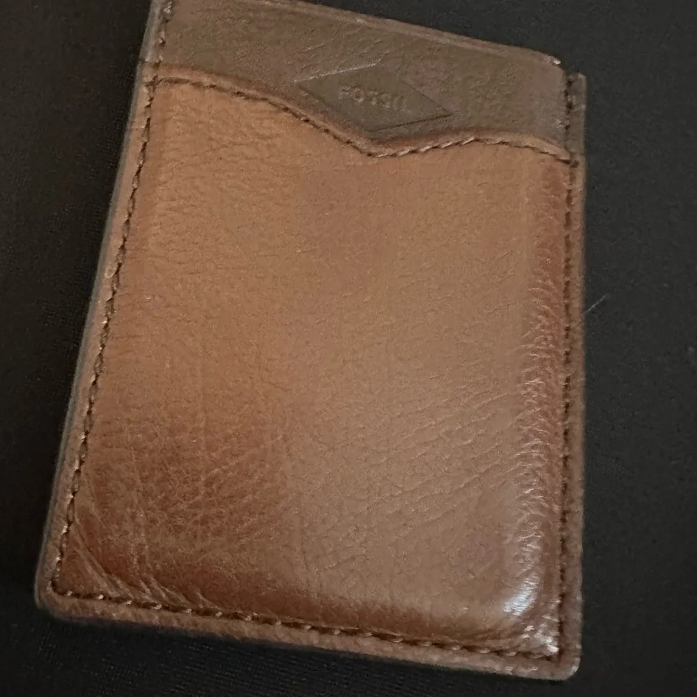 Fossil Brown Leather Card Holder/Money clip
